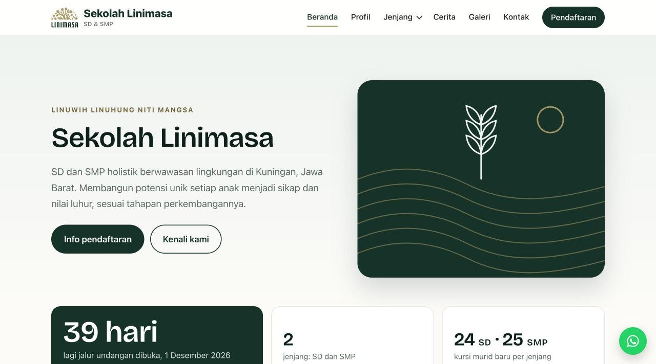 Beranda website Sekolah Linimasa